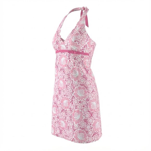 Lilly Pulitzer Vintage Pink "Belle of Lillyville" Halter Scallop Dress - Picture 1 of 10